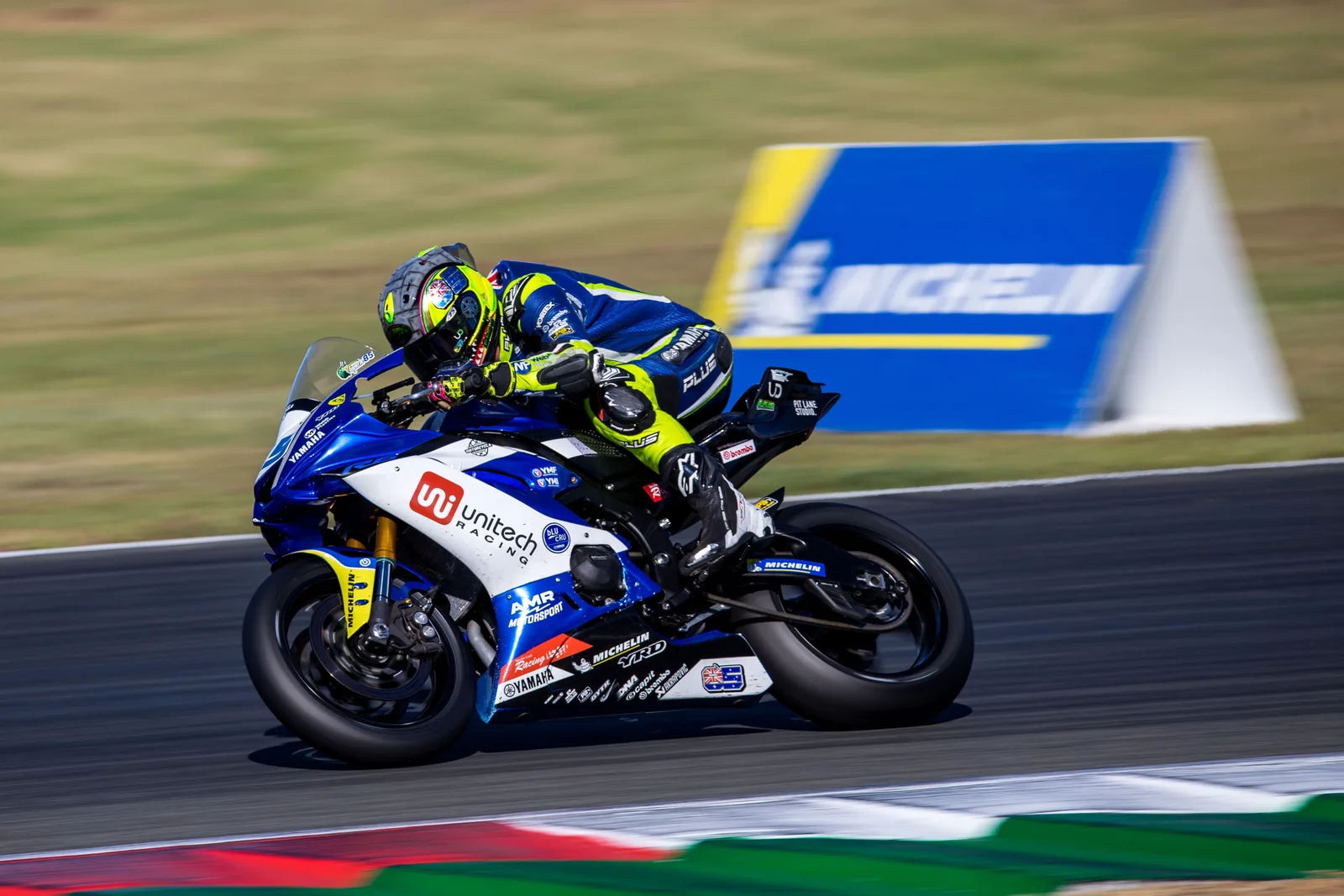 Yamaha R1 at speed during an Australian Superbike round